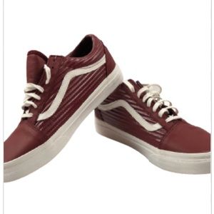 🔥Old Skool Moto Leather Madder Brown Blanc BRAND NEW VANS😍 Big Kids 3.5  NICE